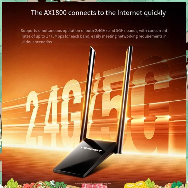 AX1800 WiFi6 Banda Dupla 2.4G/5GHz USB3.0 1800Mbps Para 10/11