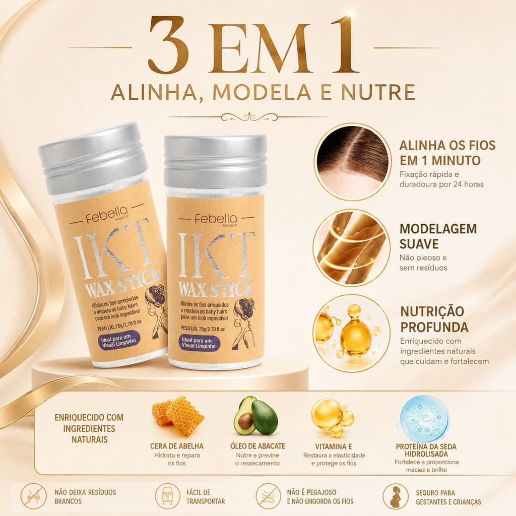 Bastão Modelador De Cabelo Wax Stick Pomada Fixação Forte Efeito Liso