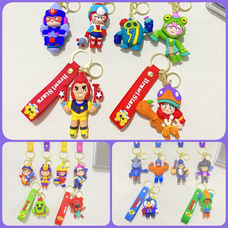 (18 Estilos) Jogo Brawl Stars Boneca Chaveiro Pingente Bolsa Carro Spike Penny Jesse
