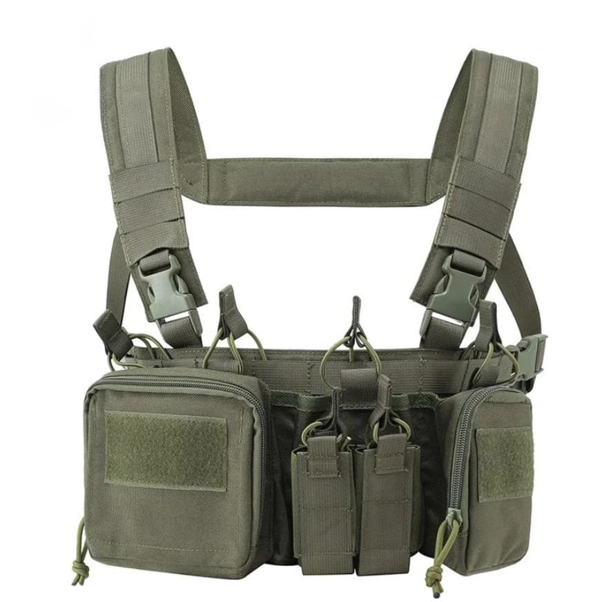 Colete Tático CS Match Wargame TCM Airsoft – Colete Tático, Porta-Carregadores, Coldre, Sistema MOLLE, Par de Bolsas NHM