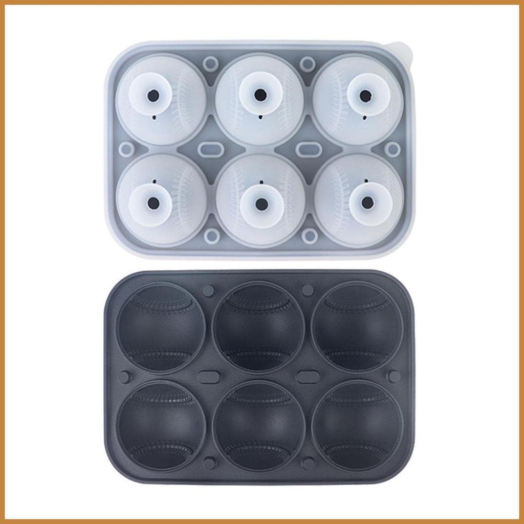Forma de gelo de silicone, 6 compartimentos, reutilizável, formato divertido de bola de beisebol, adequada para uísque,