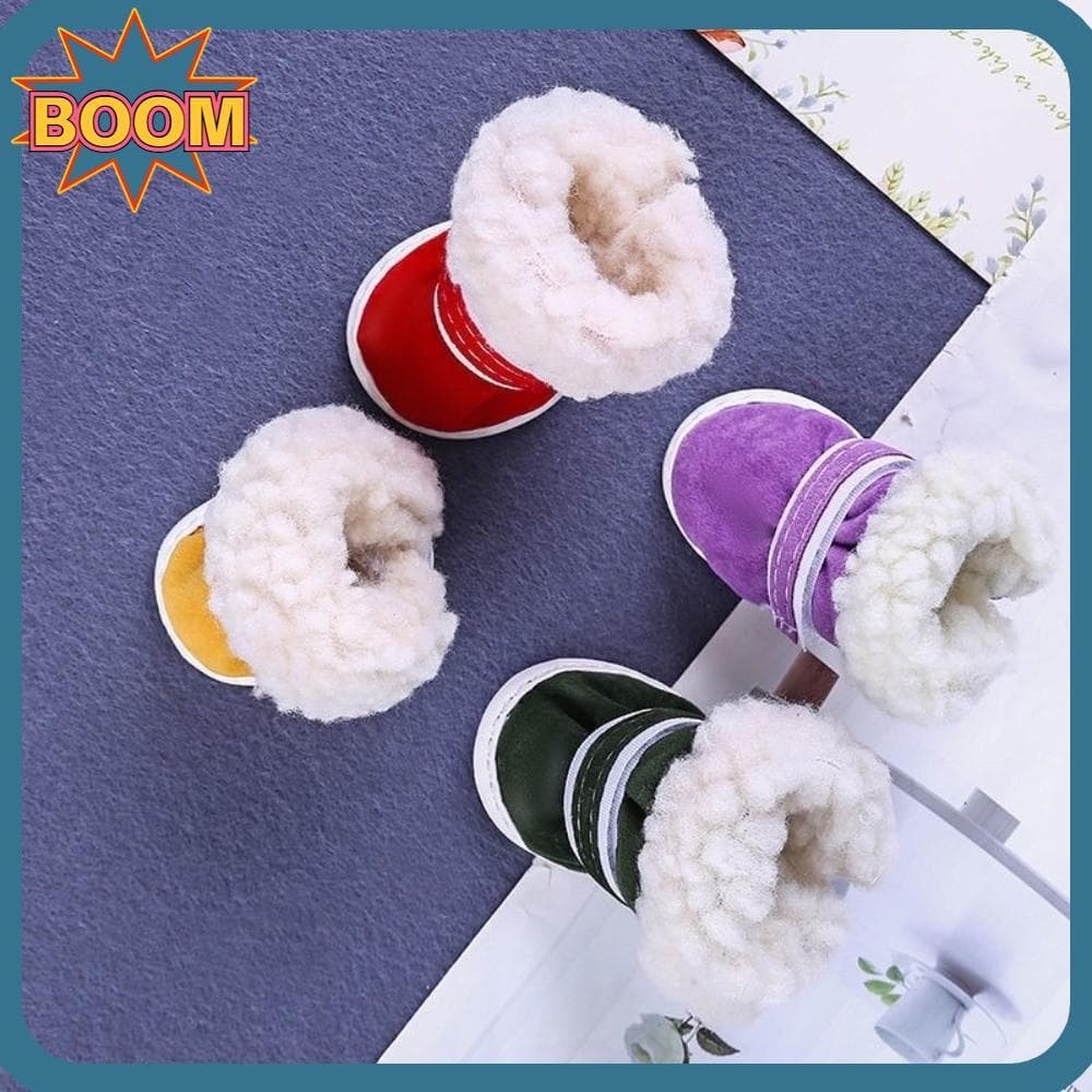 BOOM 4 Unidades De Sapatos Para Cães De Inverno , Antiderrapantes E Espessos Animais De Estimação , Botas De Neve De Pel
