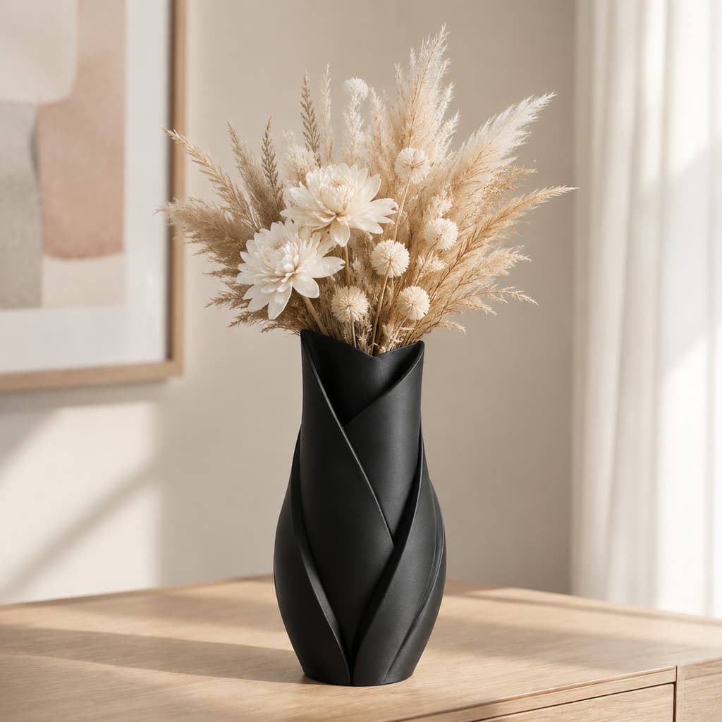 Vaso Tulipa Decorativo Moderno em PLA para Flores Secas Artificiais Sala Quarto Escritório Decoração
