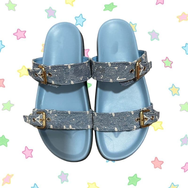 Chinelos jeans de sola grossa com Velcro feminino 2026 estampado praia exterior sandálias chinelos masculinos femininos