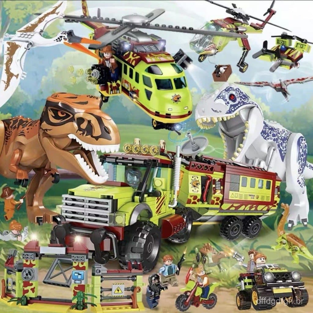 1.000 Peças de Blocos de Montar Lego, Série Parque dos Dinossauros, Base do Tyrannosaurus Rex, Mundo dos Dinossauros par