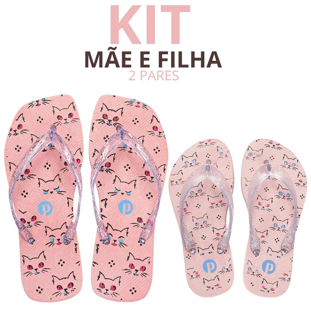 Kt Chinelo Mãe e Filha Feminino Menina Infantil Flexível Antiderrapante