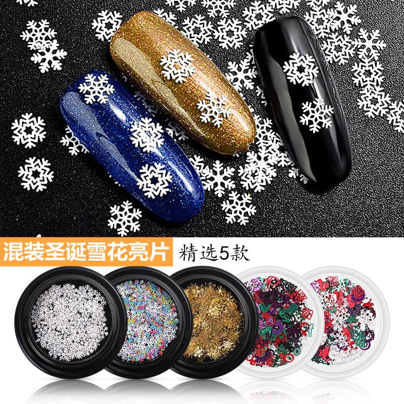 Novo produto série de natal Manicure misturado All-Match floco de neve lantejoulas prego remendo árvore de natal folha d