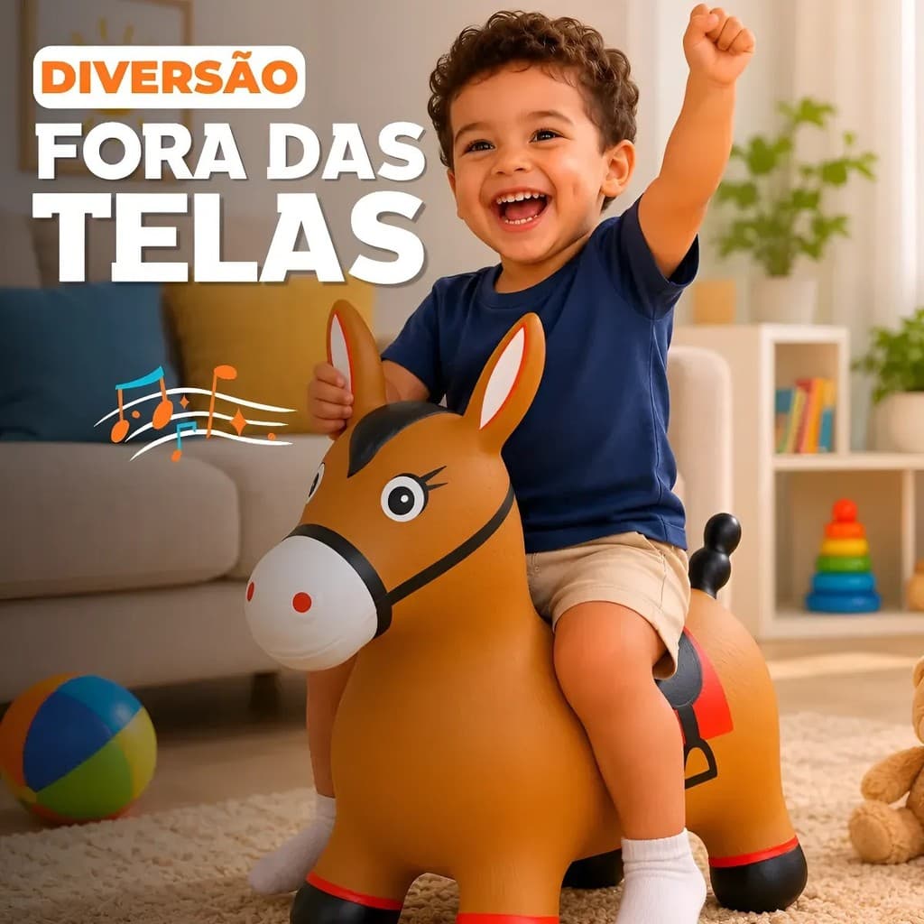 Cavalinho Upa Upa Grande Inflável Pula Pula de Borracha com Som Brinquedo Infantil para Crianças