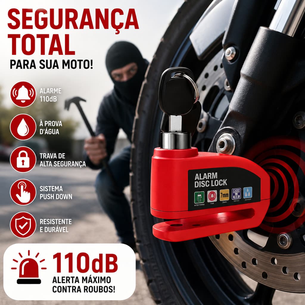 Cadeado Para Moto Alarme Sensor Anti Furto Reforçado Cadeado Com Alarme Sonoro Para Bicicleta Trava