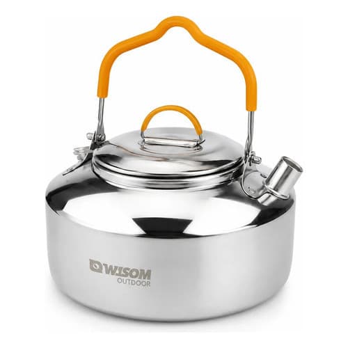 Chaleira Inox Portátil Para Camping Pesca Viagem Café Chá Chimarrão Compacta Resistente