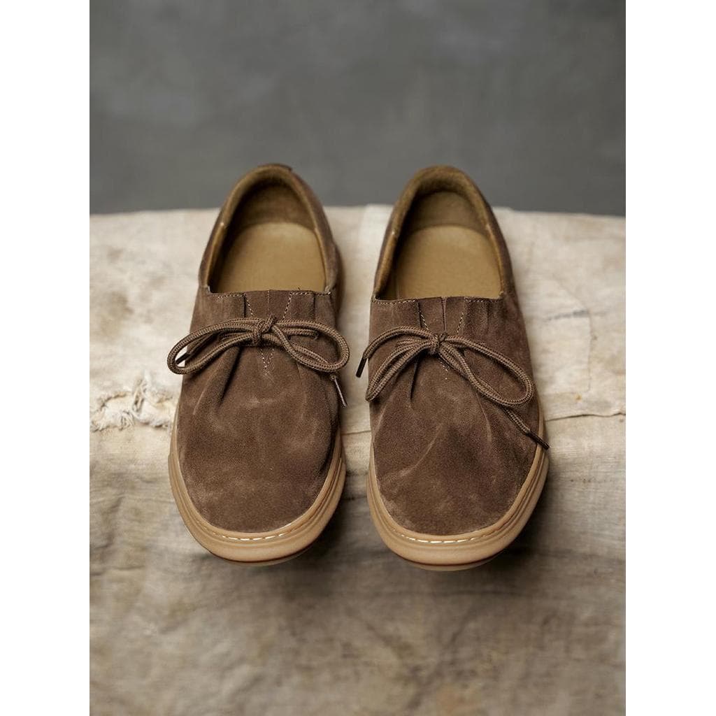 Verão novo estilo de couro genuíno Retro estilo britânico sapatos casuais masculinos de uma peça artesanal camurça tênis