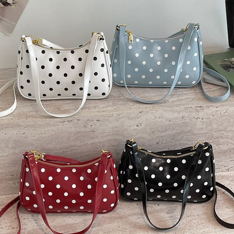 2026 bolsa de ombro Casual temperamento simples bolsa feminina estilo coreano bolinhas impressas portátil sacola novo es