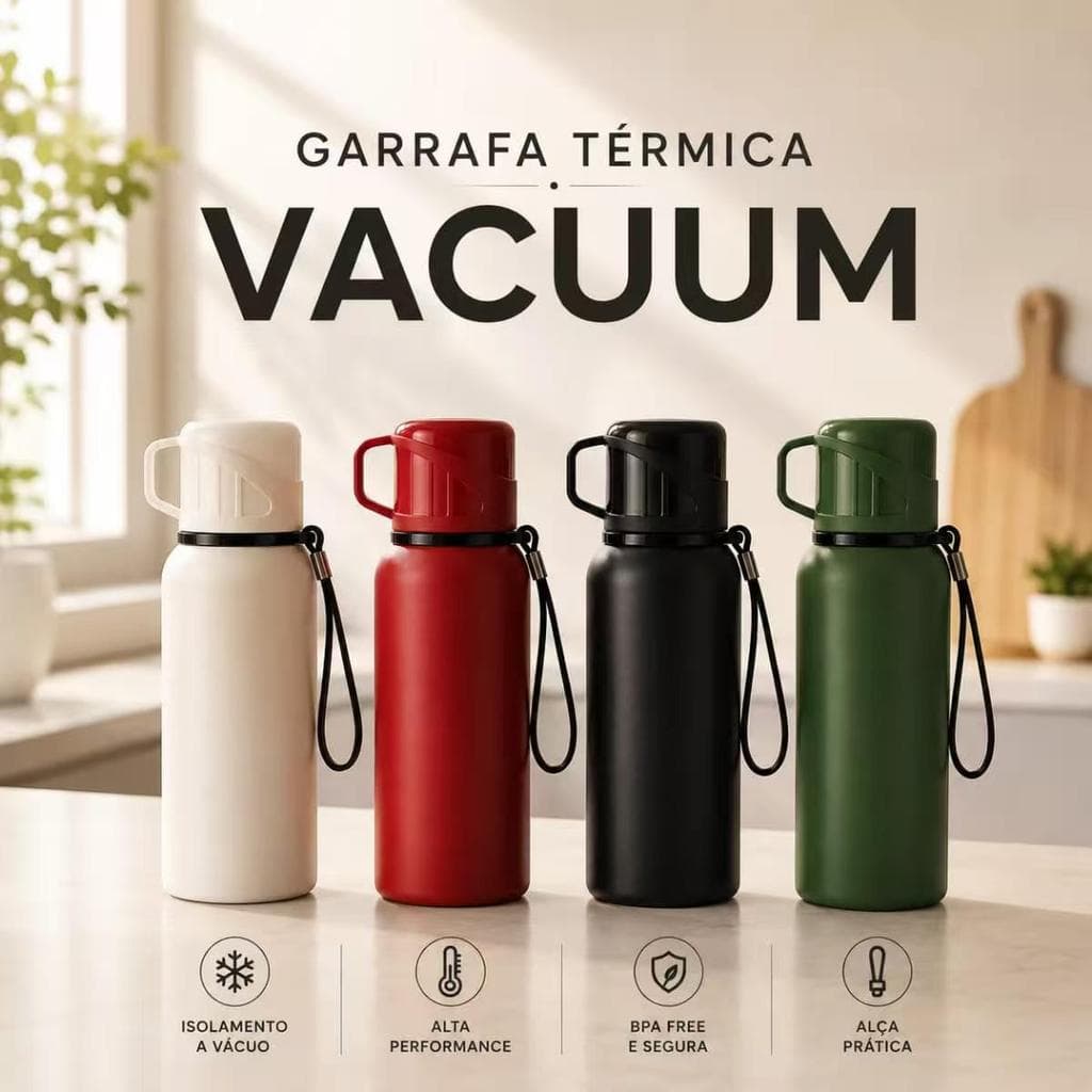 Garrafa Térmica 460ml Inox SUS316 com Copo Filtro de Chá Parede Dupla a Vácuo Antivazamento Quente e Frio