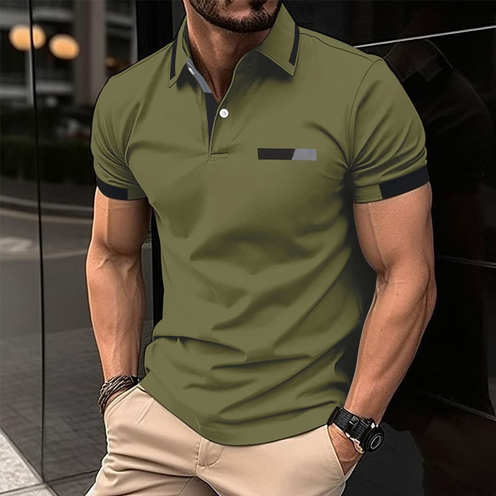 Novo estilo masculino Casual camisa POLO impressa lapela camiseta masculina topo