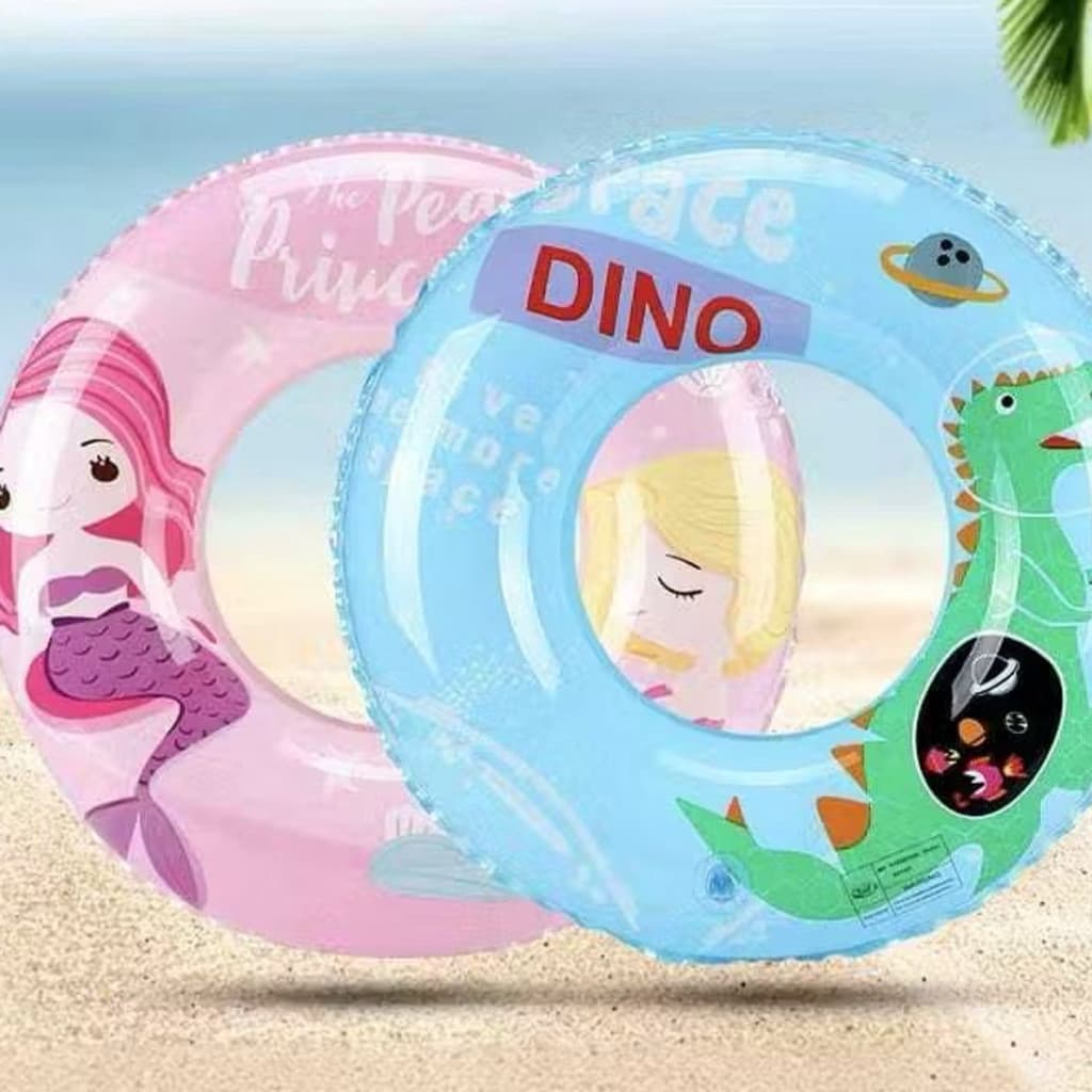 Boia Infantil Mundo da Fantasia Dinossauro ou Sereia – Inflável para Piscina e Praia 70cm 80cm 90cm