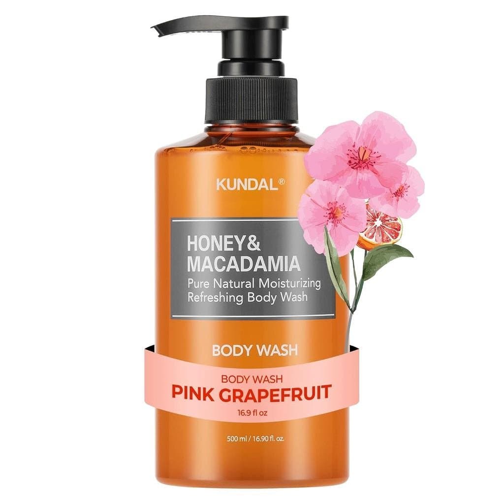 KUNDAL Gel de Banho Natural Puro de Mel e Macadâmia, [Toranja Rosa] |   16,9 fl oz, Nutrição com Mel e Macadâmia, Fórmul