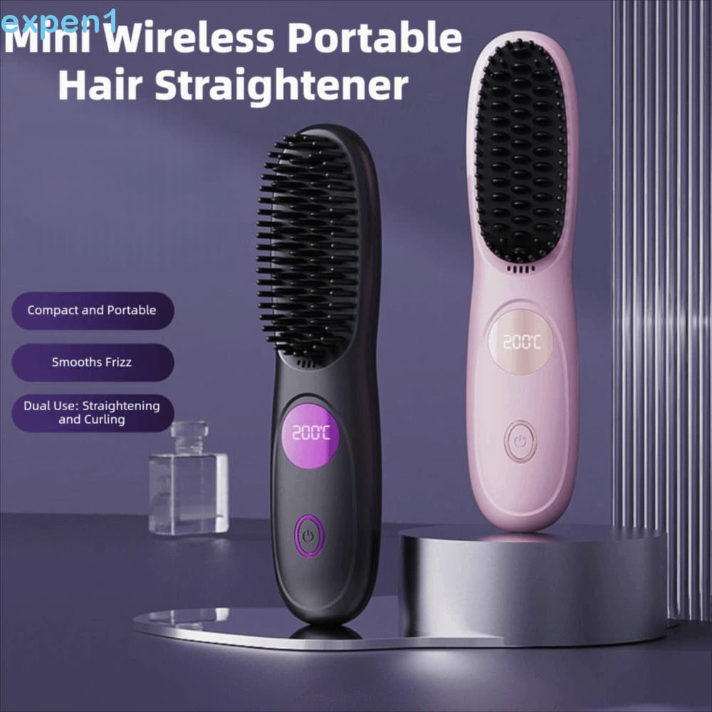 Escova Alisadora De Cabelo EXPEN , Alisador Portátil De Íon Negativo Anti-Queimadura , Display LCD