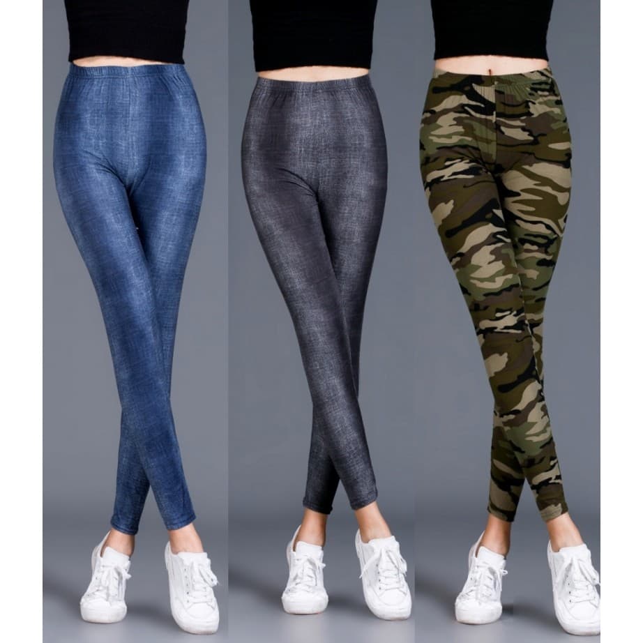 Primavera outono Leggings finas moda Graffiti impresso calças femininas alta elástica calças magras camuflagem imitação