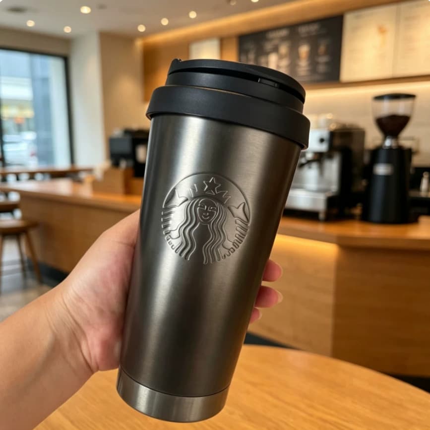 Copo Starbucks Genuíno Preto Prata Gradiente Emma Deusa Copo Térmico de Aço Inoxidável Copo de Acompanhamento de Alto Va