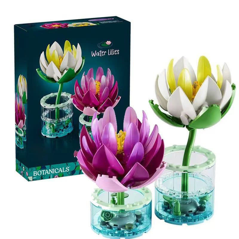 Lego blocos de construção flor plantas série água lírio flores meninos meninas brinquedos educativos combinando presente