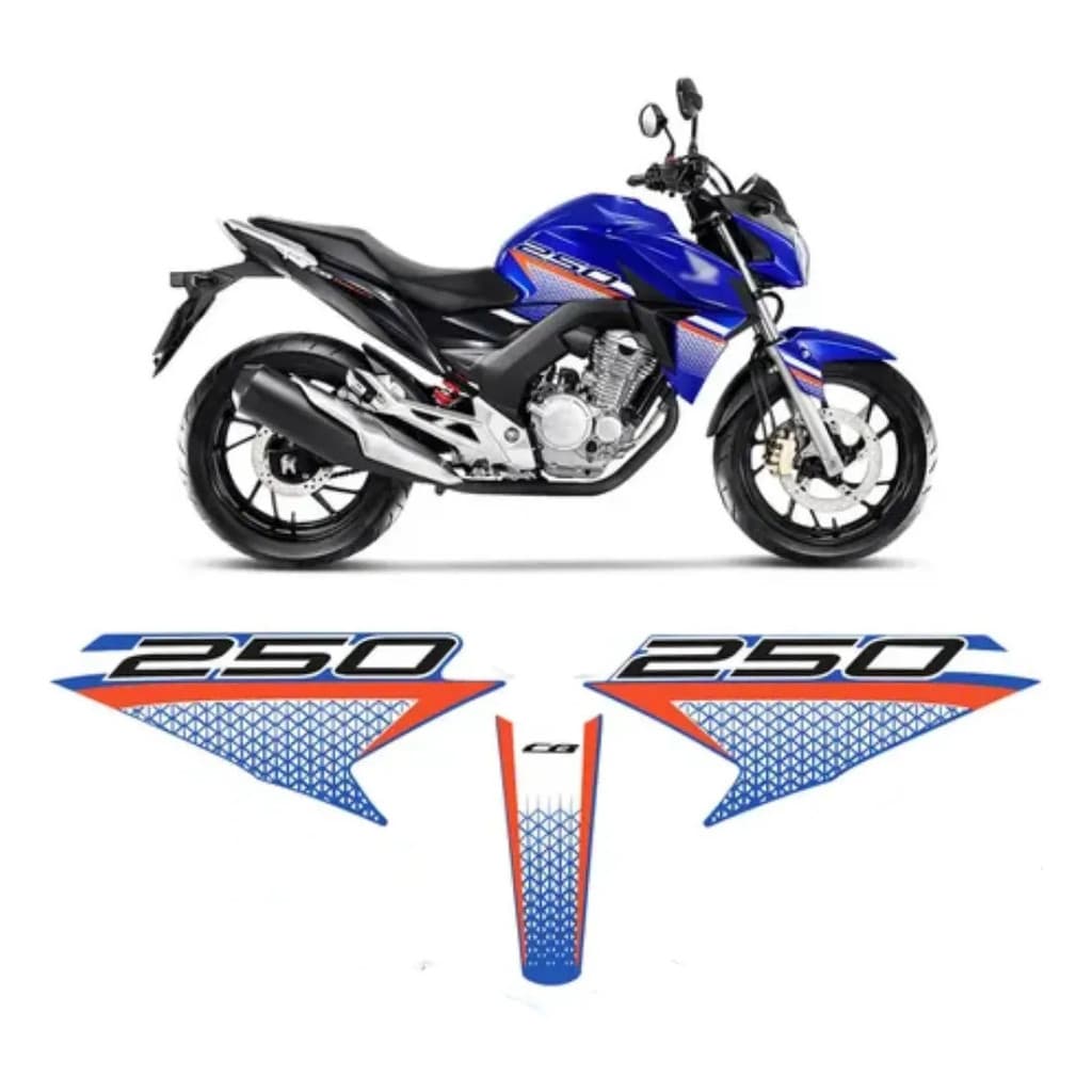 Adesivo Moto Faixa Cb Twister 2022 Azul Tanque E Gravata