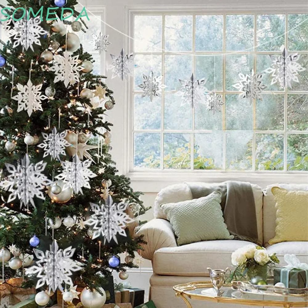 Alguma 6 Pçs/Set Natal 3D Papel Floco De Neve Pingente , Oco DIY Árvore De Tridimensional