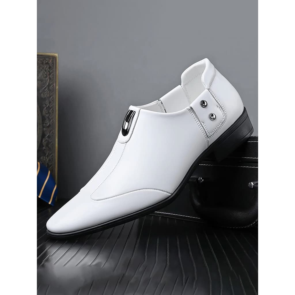 Sapatos masculinos de couro branco com sola macia, mocassins casuais britânicos sem cadarço, mocassins para dirigir