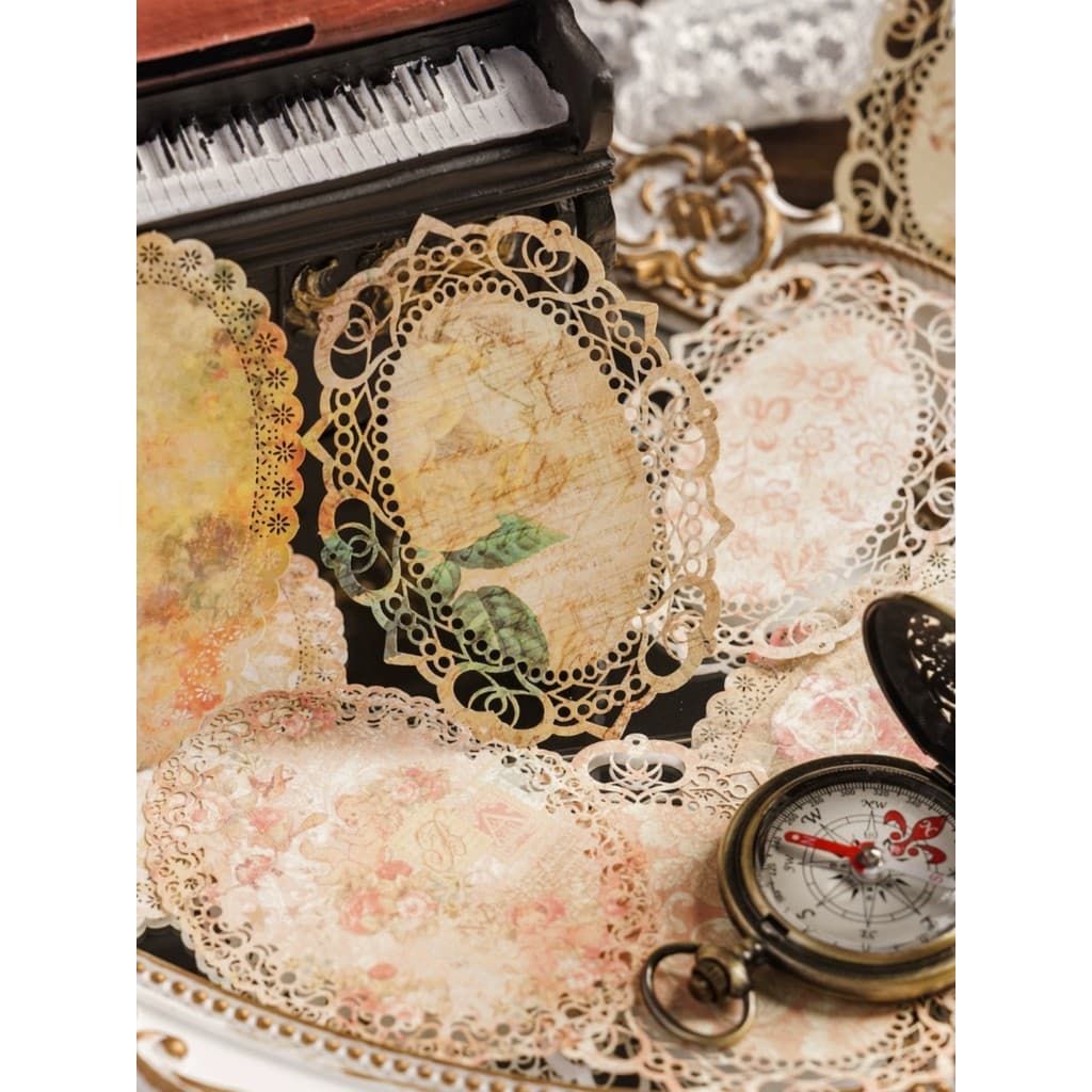 Flor flor série expiração papel de renda 10 folhas fresco Retro arte Floral manual colagem Base nota Material