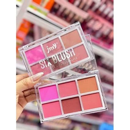 Paleta Six Blush JMY 6 tons de blush em uma única paleta Alta pigmentação textura aveludada cores intensas longa duração
