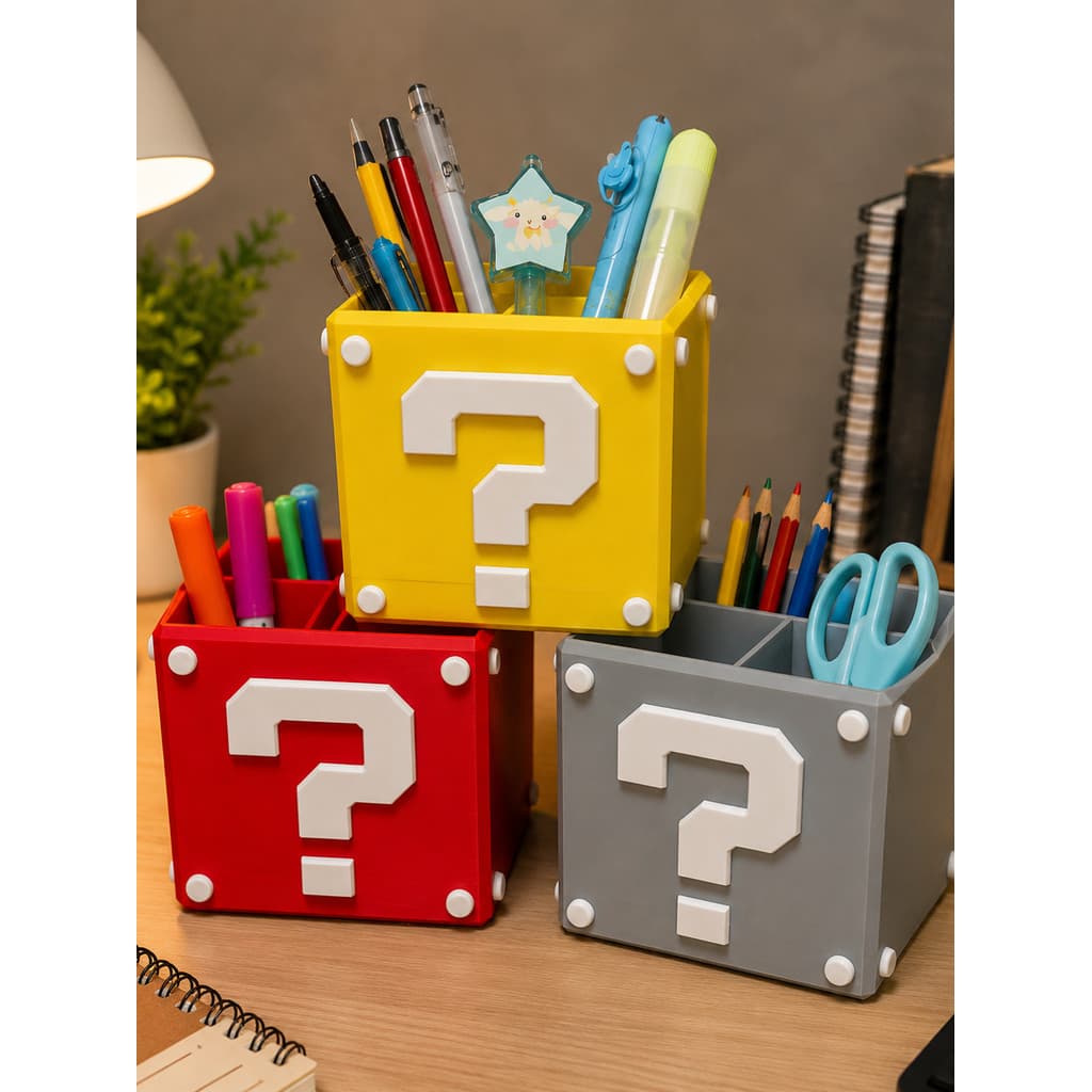Porta Lápis Organizador de Mesa Ponto de Interrogação Porta Canetas Porta Trecos Minecraft Decorativo Escritório Home Of
