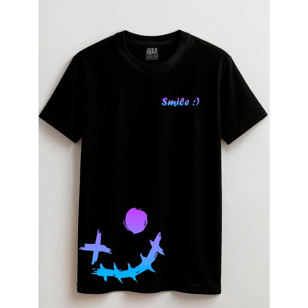 Camisa 100% Algodão Urban Menino Menina 2 ao 16 anos Smile Roxinho Juvenil e Infantil Streetwear