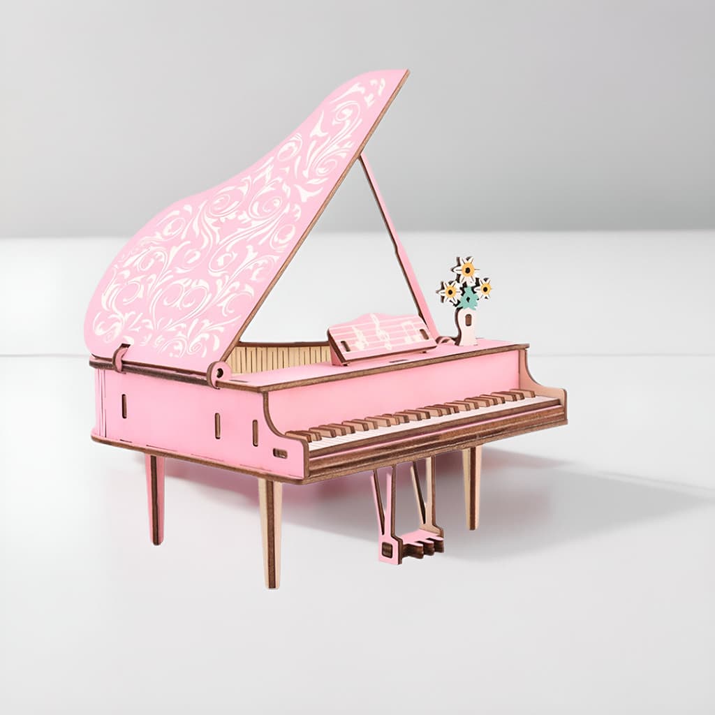 Yiwu cor rosa modelo de Piano de madeira montagem tridimensional versão Laser crianças 8 quebra-cabeças quebra-cabeça pr