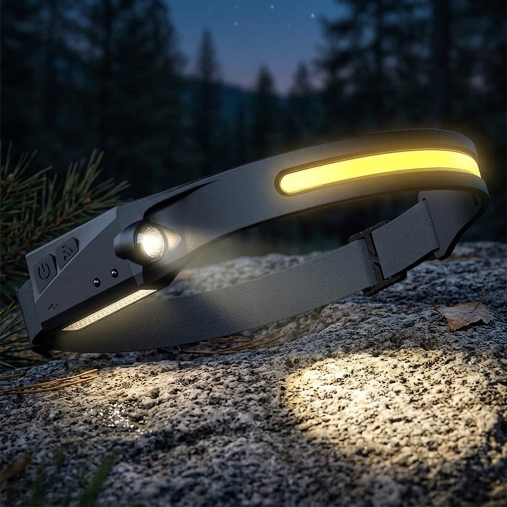 Farol de Cabeça Lanterna LED Iluminação 230 Graus para Obras Reparos Oficina Recarregável USB