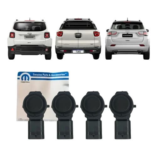 4 Sensor Estaciona Traseiro Renegade Compass Toro 0060929112 Preto Fosco