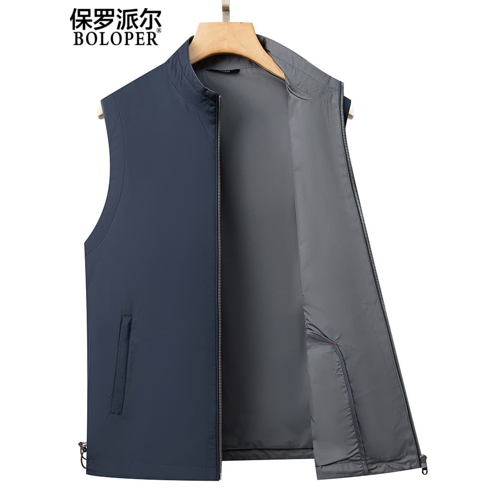 Paul colete masculino primavera outono novo estilo High-End ao ar livre gola alta dupla face usar colete jaqueta colete