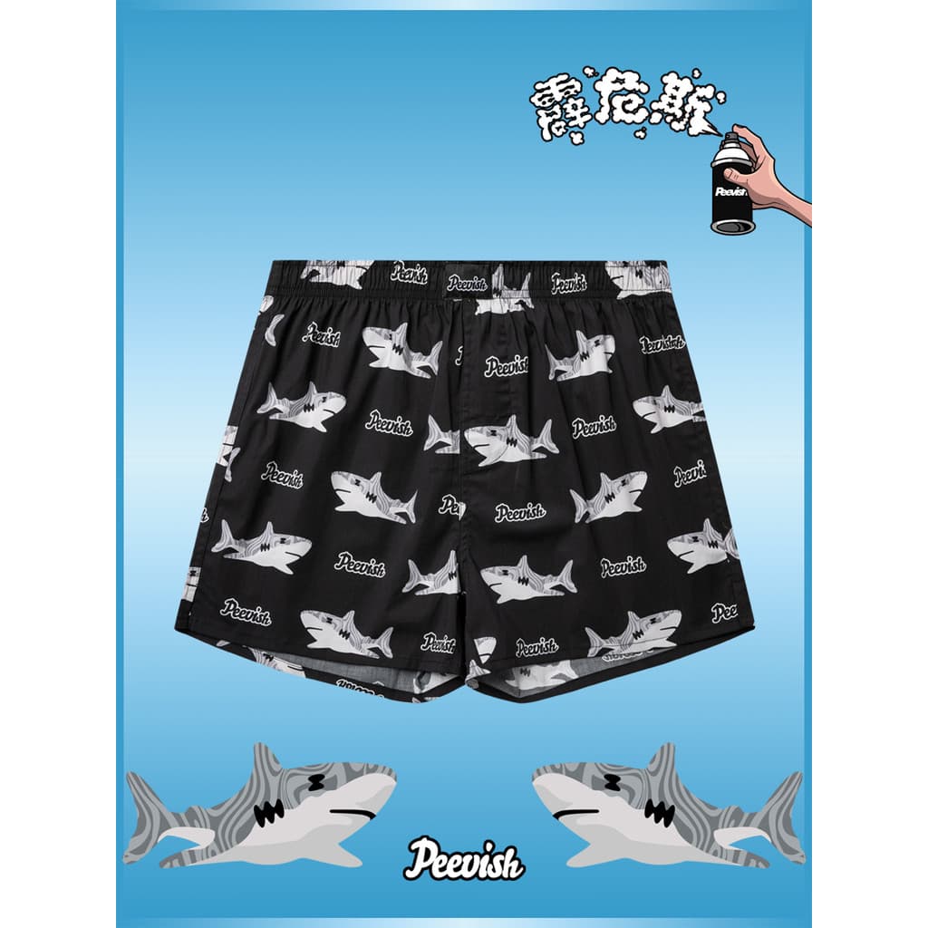PEEVISH PEEVISH Calças de seta de algodão puro Roupa íntima solta Calças masculinas Calças de pijama curtas para casa fe