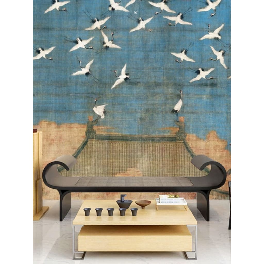 Novo estilo chinês ruihew Mural clássico atmosférico guindaste auspicioso nuvem papel de parede antigo nacional na moda