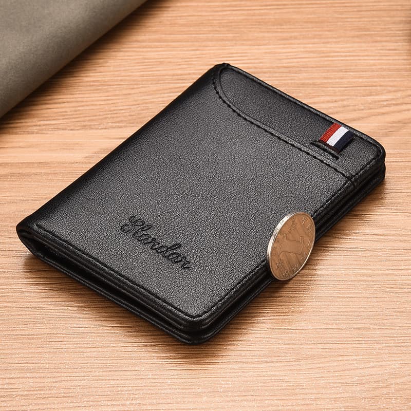 Carteira Vertical Ultrafina Masculina-Porta-Cartões Fino Para Licença E Moedas ​