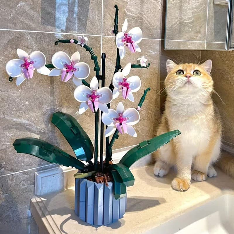 822 pçs Lego blocos de construção buquê rosa orquídea flores preservadas flores montadas brinquedos presentes do dia dos