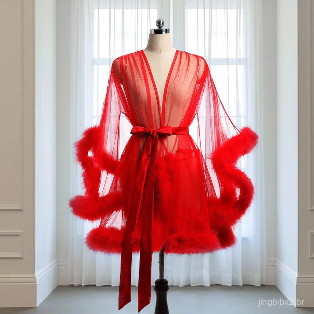Roupão sensual plus size, camisola, roupa de dormir em malha 7.21