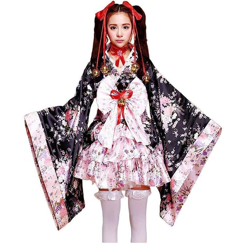 Fantasia de Cosplay de Anime Lolita para Halloween, Vestido Kimono Japonês G3II