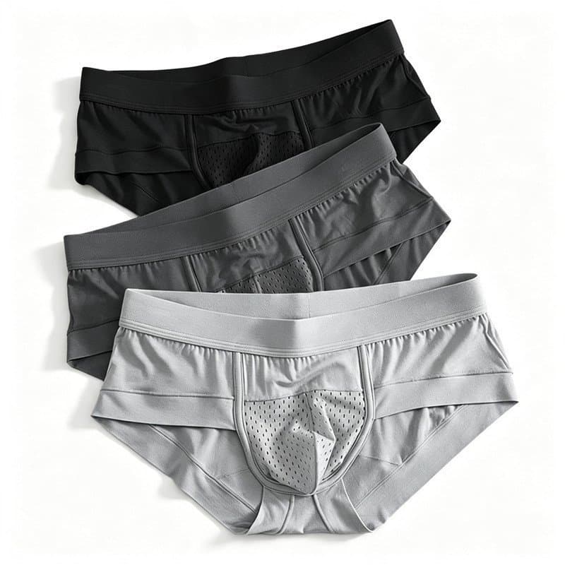 Cueca Masculina De Malha Respirável Triangular , Cor Sólida , Algodão Elástico , Elastano , Cuecas Masculinas