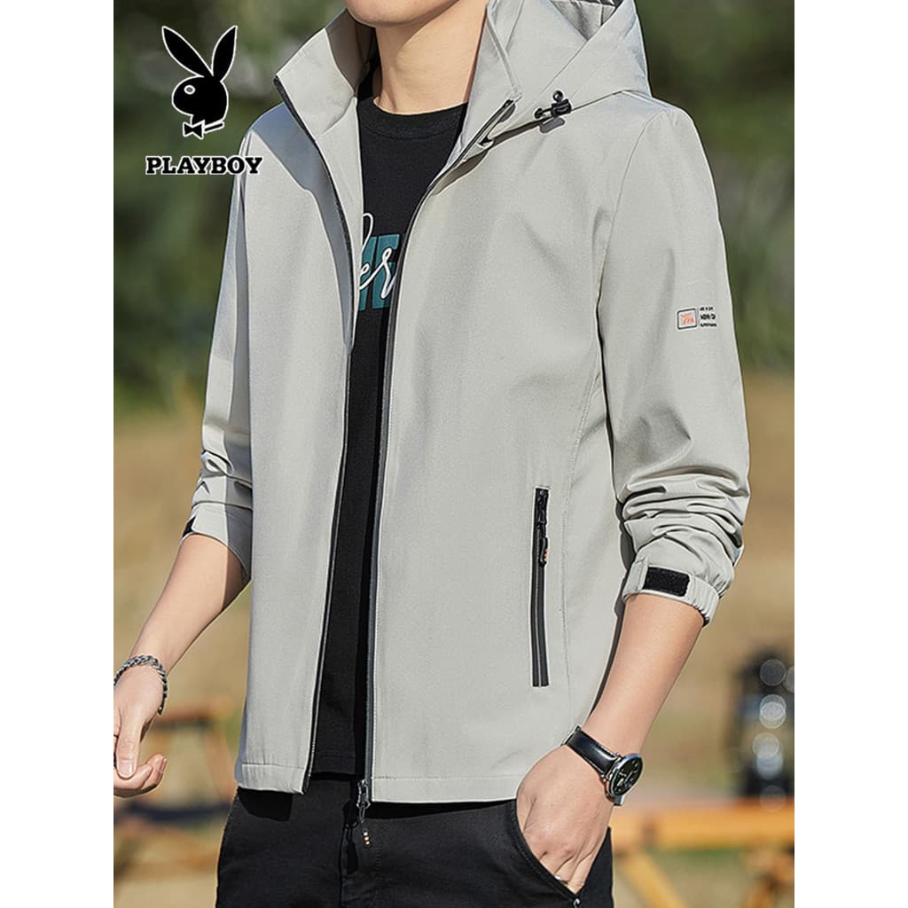 Playboy jaqueta masculina primavera outono novo estilo Casual jaqueta com capuz jaqueta à prova dwaterproof água topo