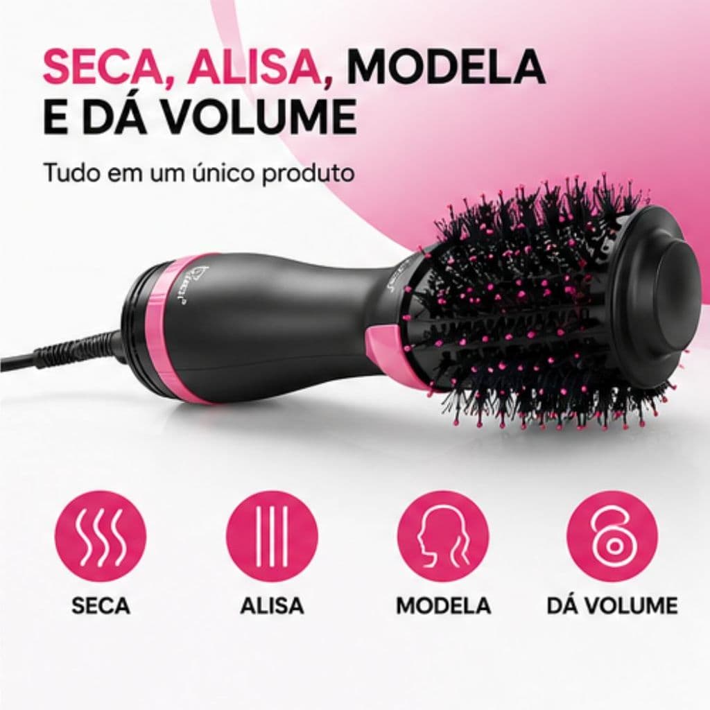 Escova Secadora Elétrica Alisadora de Cabelo Prancha Multiuso Ondula Alisa Seca 3 em 1 Alisador 220V 110V