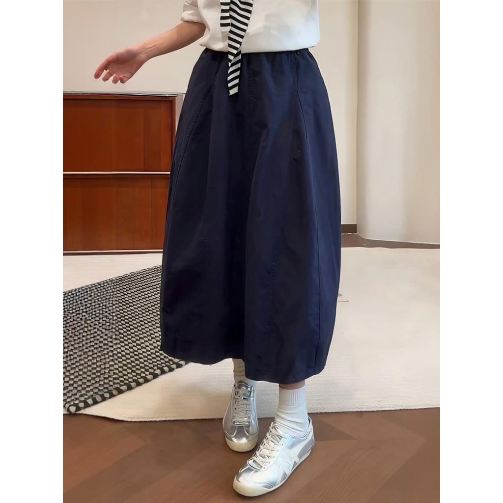 Flor Bud saia azul marinho saia feminina 2026 novo estilo saia japonesa tamanho grande gordura mm capa Hip a linha saia