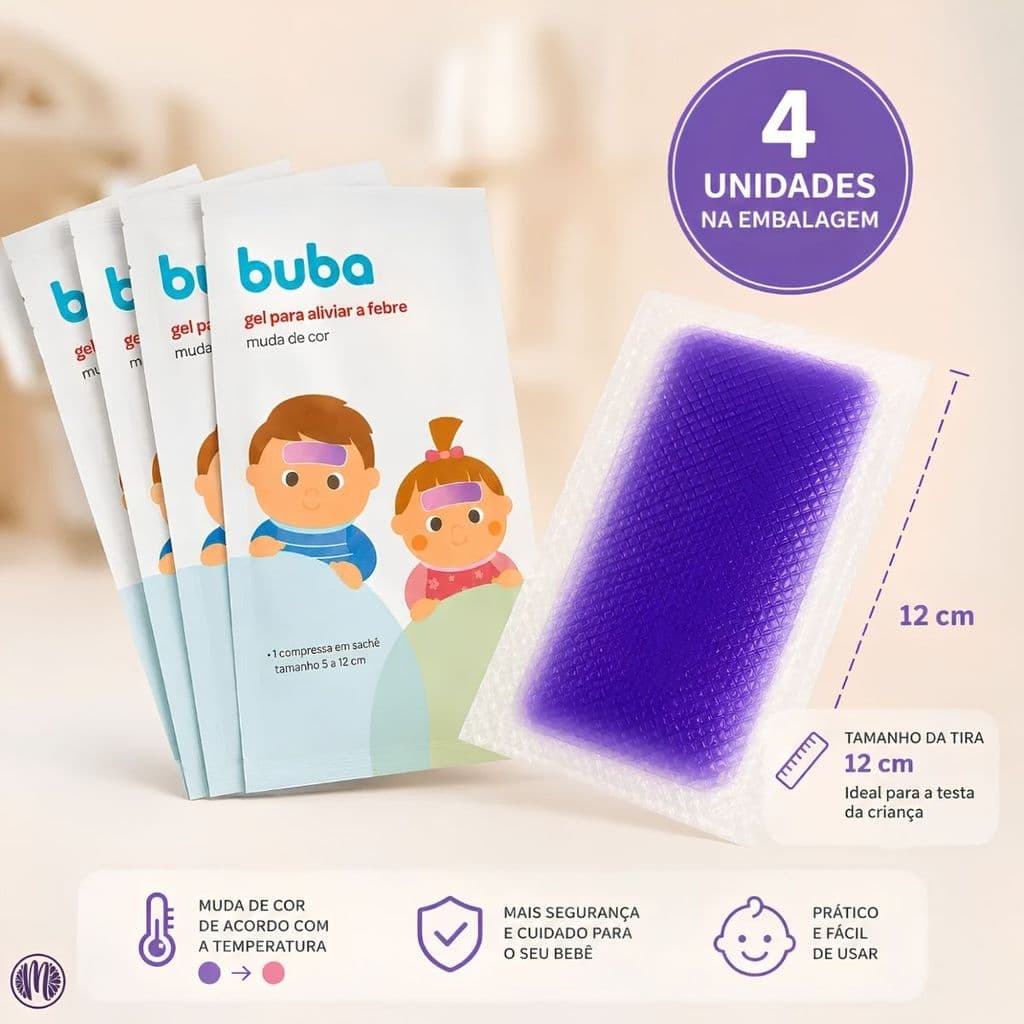 4 Adesivo Gel Compressa Alivio Xo Febre Vacina Atoxico Buba