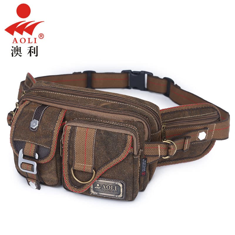 Bolsa de cintura masculina versão coreana esportes casuais bolsa de cintura de grande capacidade caixa registradora mult
