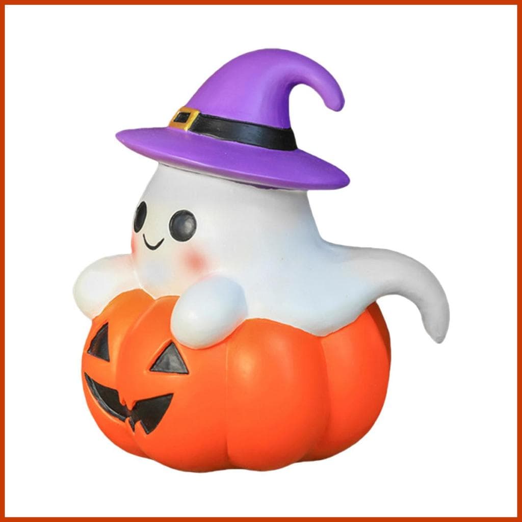 Abóbora Fantasma Halloween Estatueta Resina Segurando Estátua Festival Figura Bonito Para O Quarto Sala De Estar habke2b