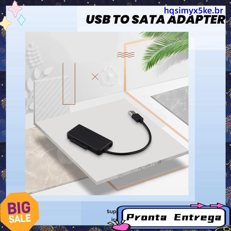 Adaptador USB Para SATA Alimentado Por Cabo Com Externo De Porta DC (Chip) Disco Rígido De 2,5/3,5 Polegadas
