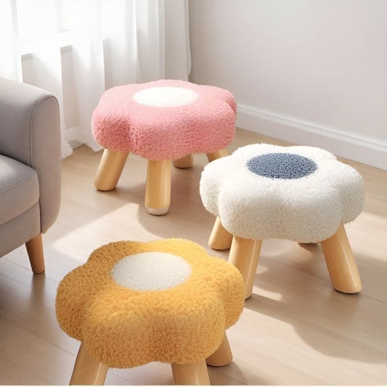 Banqueta pequena doméstica, banco baixo, banco pequeno, almofada macia, troca de sapato, cadeira pequena, sala de estar,